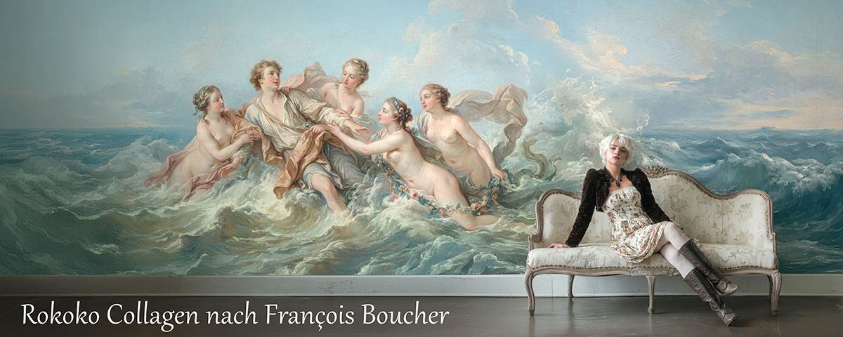 Gemäldecollagen im französischen Rokoko Stil.