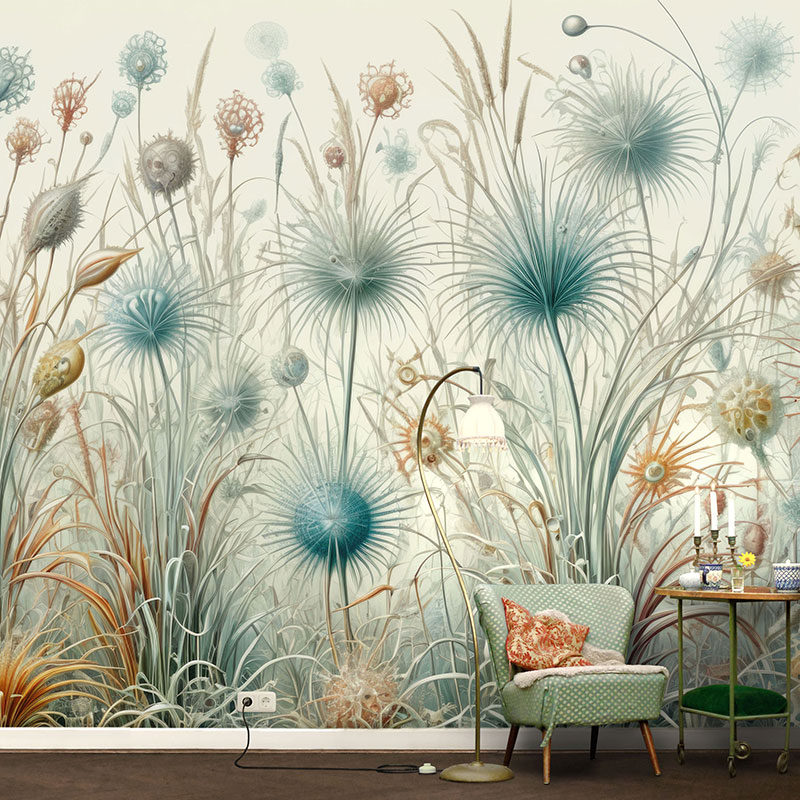 Fotoansicht einer Blumentapete nach Hernst Haeckel