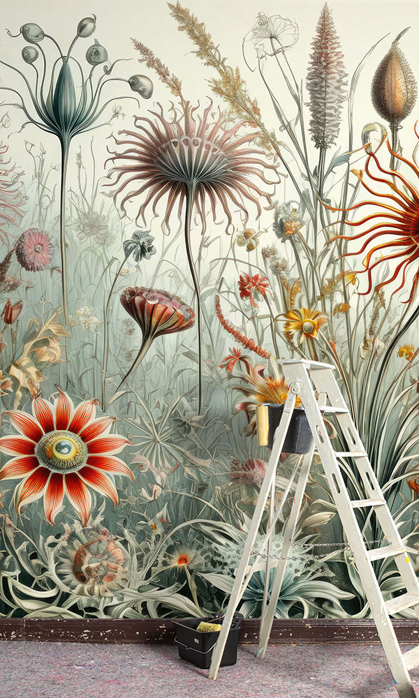 Fotoansicht einer Blumentapete nach Hernst Haeckel