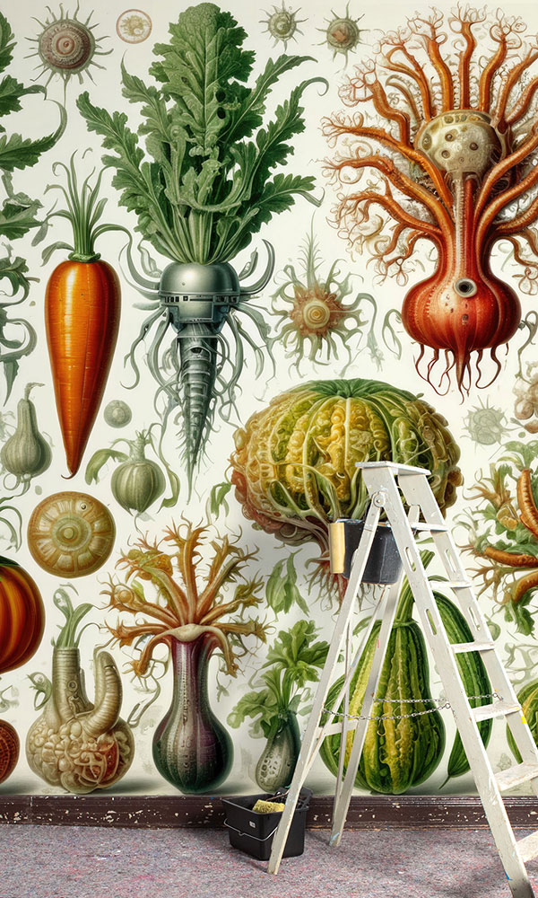 Fotoansicht einer Blumentapete nach Hernst Haeckel