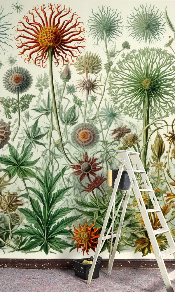 Fotoansicht einer Blumentapete nach Hernst Haeckel