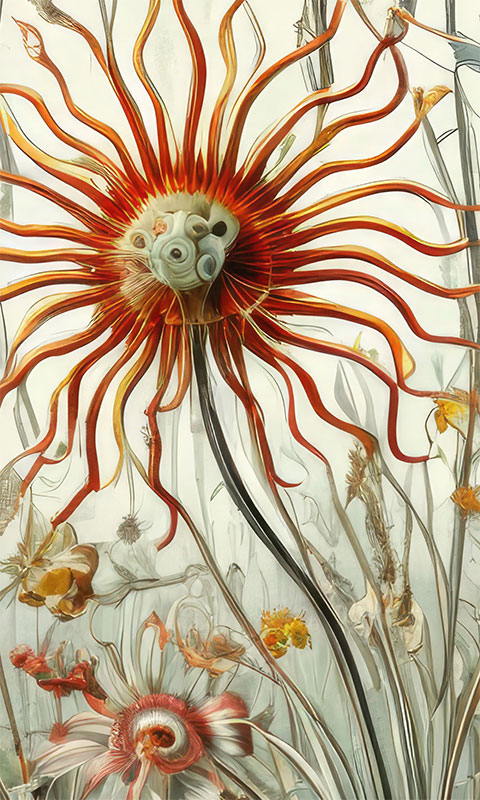 Motivauschnitt einer Blumentapete nach Hernst Haeckel