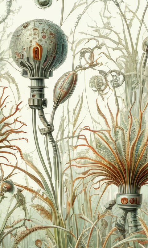 Motivauschnitt einer Blumentapete nach Hernst Haeckel