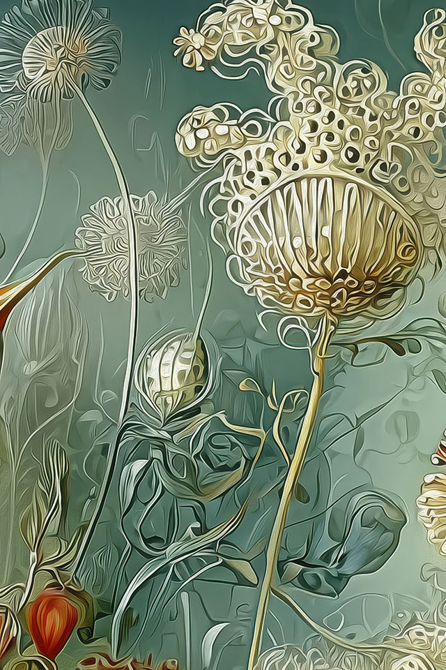 Fotoansicht einer Blumentapete nach Hernst Haeckel