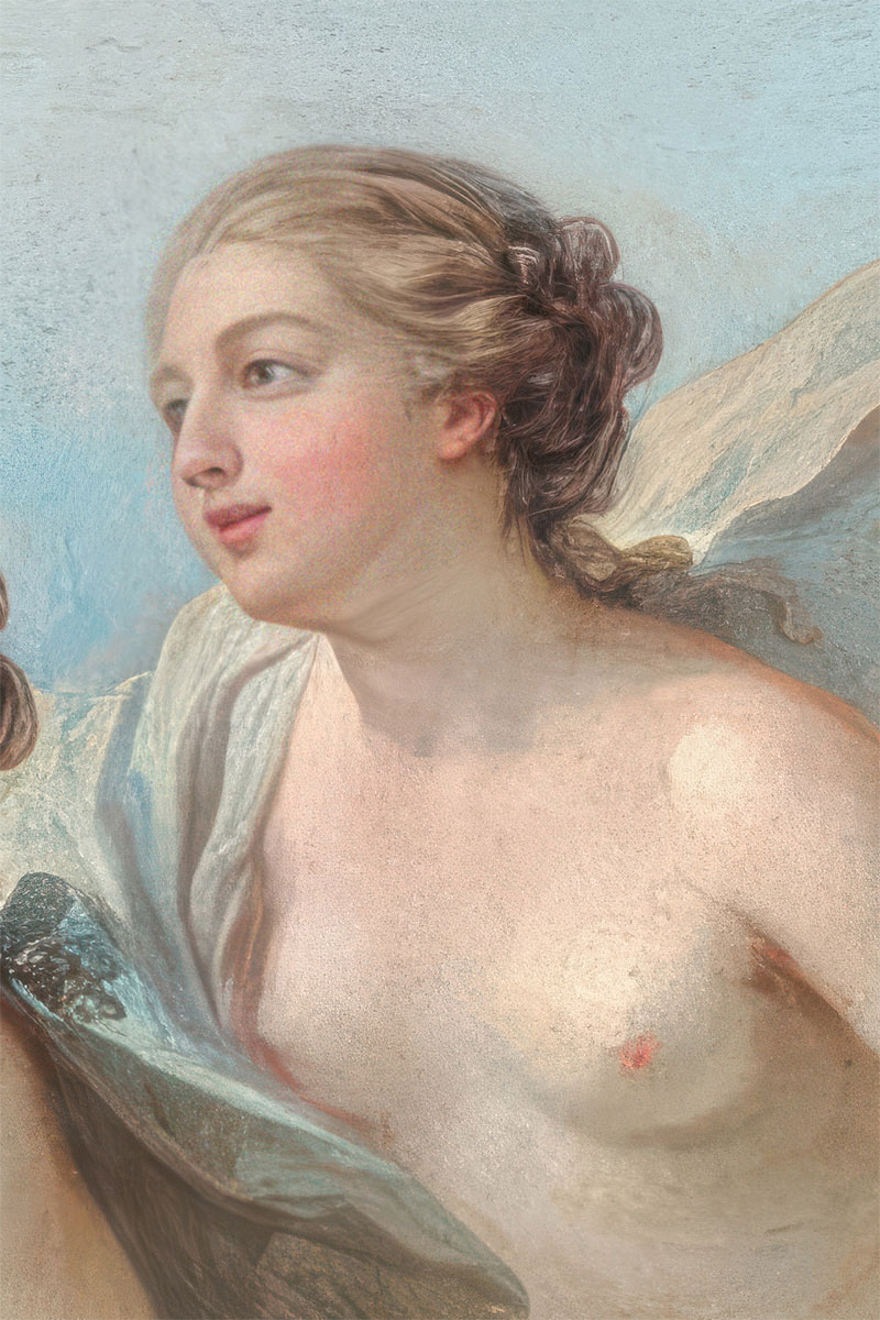 Detailansicht Gesicht einer Nymphe