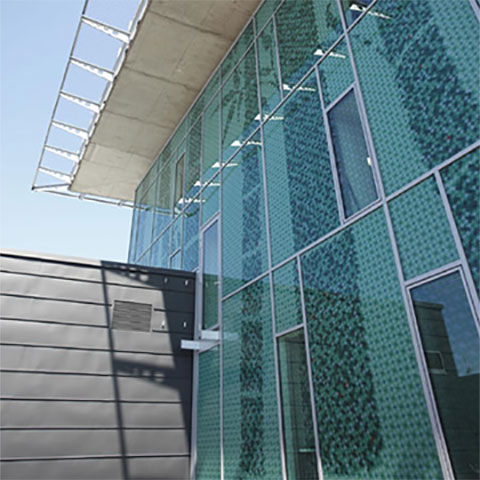 Fassade mit bedrucktem Glas