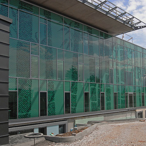 Fassade mit bedrucktem Glas