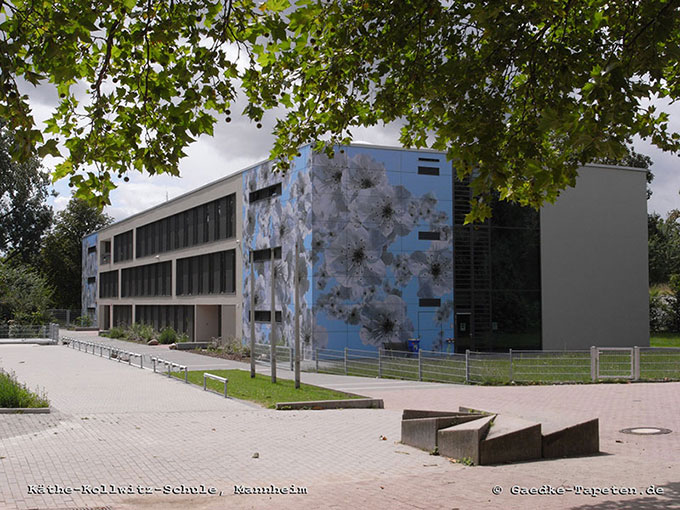 Fassade mit Kirschblüten