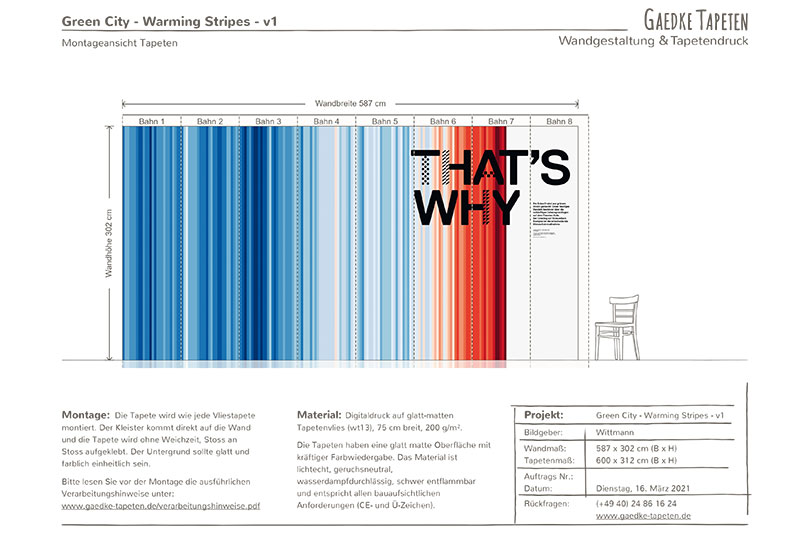 Infografik als Tapete - Montageansicht